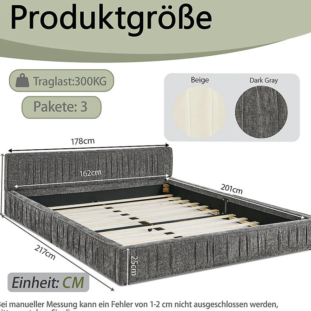 Lit double 160x200 cm, chenille veloutée, bois eucalyptus - gris foncé>Blackcolors Online