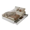 Lit double 140x200 cm en bois massif avec tiroirs et espace de rangement sous le lit blanc sans matelas>Redom Hot