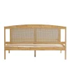 ProximaX Lit Double 160x200 cm en Pin et Rotin PE avec Coussin, 15 Lattes et Pied Central, Lit pour Adolescents et Adultes* Lit Coffre