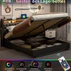 ProximaX Lit double 180x200 cm en PU noir avec coffre à vérin, tête de lit LED, rangement pratique et ports USB EU intégrés* Lit Coffre