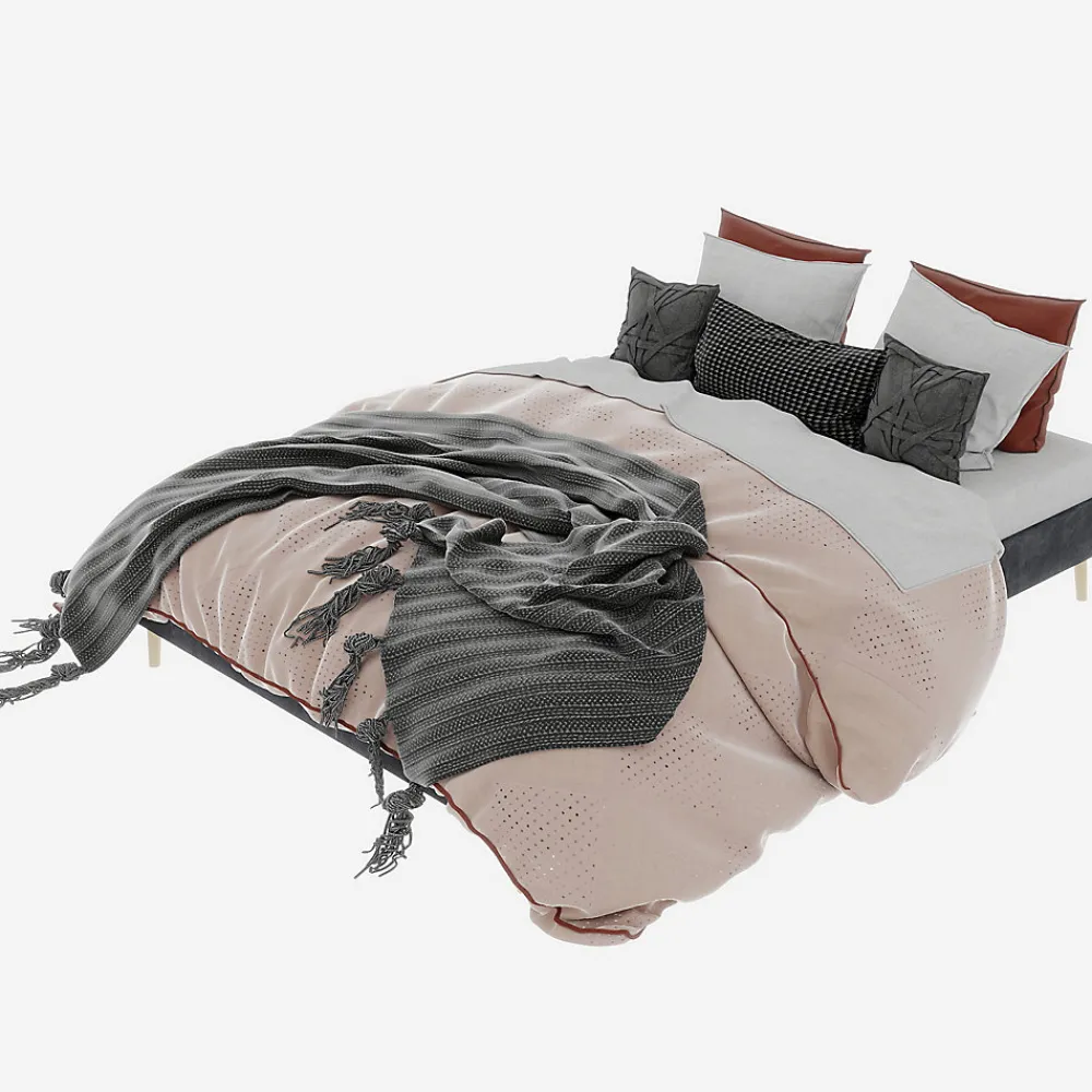 Lit Double 160x200 cm, Lit Adulte et Ado avec Cadre Bas Minimaliste, Design Stable en Velours Hollandais Gris, Sans Matelas>Okwish Hot