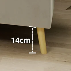 Lit Double 140x200 cm, Lit Adulte et Ado avec Cadre Bas Minimaliste, Design Stable en Velours Néerlandais Beige, Sans Matelas><noscript><img width=