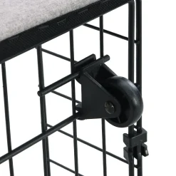 Lit Double 180x200 cm, Lit Capitonné avec LED et 2 Tiroirs, Structure en Tissu Lin et Métal, Gris - Sans Matelas><noscript><img width=