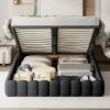 Lit double 180x200cm avec rangements, lit de souche avec éclairage LED, lit capitonné lit adulte lit ado, lin gris>Generique Hot