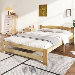 Blackcolors Lit Double 140x200cm Bois Massif Tête Lattes Naturel* Lit Double