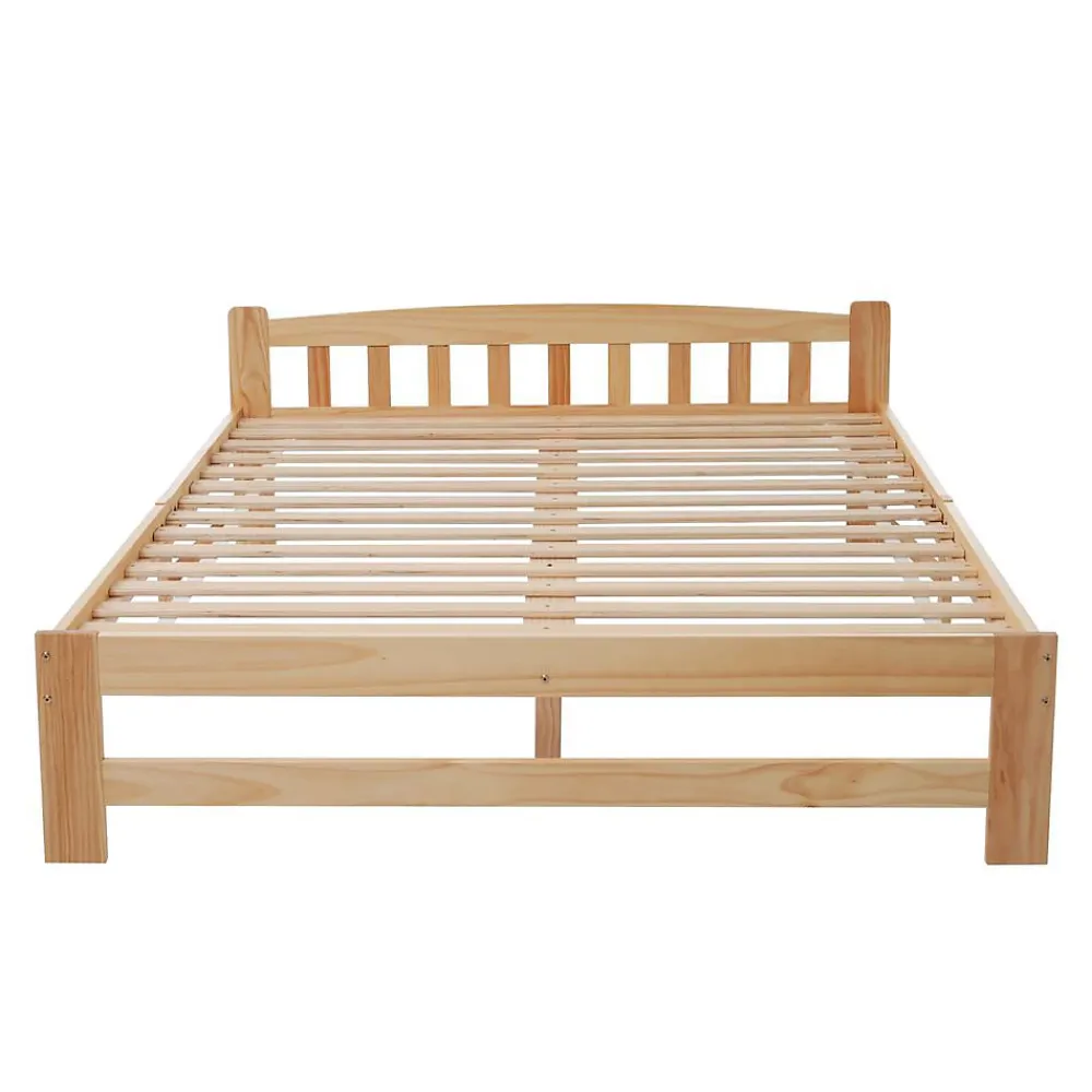 Blackcolors Lit Double 140x200cm Bois Massif Tête Lattes Naturel* Lit Double