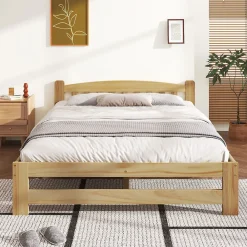 Blackcolors Lit Double 140x200cm Bois Massif Tête Lattes Naturel* Lit Double