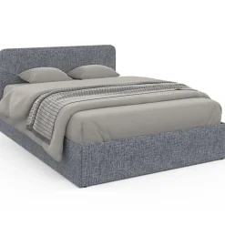 Lit Double 140x190cm en Tissu Gris Anthracite avec Coffre + Sommier>Nature Pro