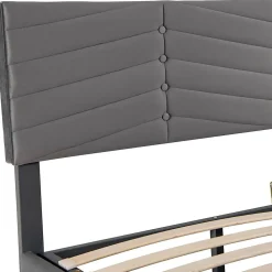 Blackcolors Lit Double 180x200cm Hydraulique Velours Rayé Gris* Lit Avec Rangement