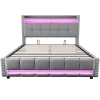 Lit Double 160X200Cm Usb Led Hydraulique Lin>Blackcolors Outlet