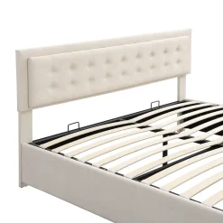 Lit Double 180X200Cm Velours Tiroirs Beige>Blackcolors Discount