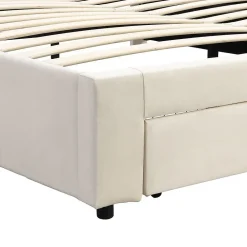 Lit Double 180X200Cm Velours Tiroirs Beige><noscript><img width=