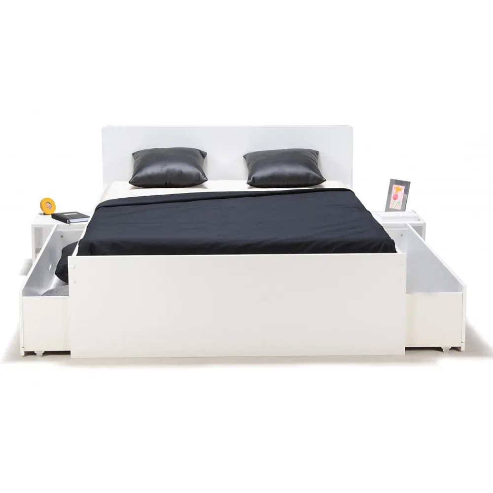 Lit double ZENIA 160x200 + 2 chevets + 2 tiroirs / Blanc>Weber Industries Online