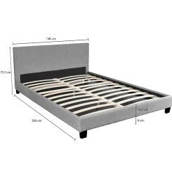 Lit DUBLIN 140x190 + 1 sommier / Gris clair><noscript><img width=