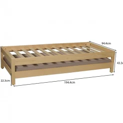 Weber Industries Lit empilable JONAS 90x190 (lot de deux lits)+ 2 sommiers / Naturel* Lit Simple