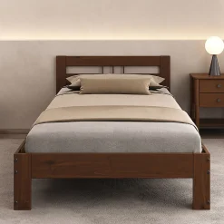 Idimex Lit en bois THEO 100 x 200 cm - Coloris châtaignier* Lit Simple