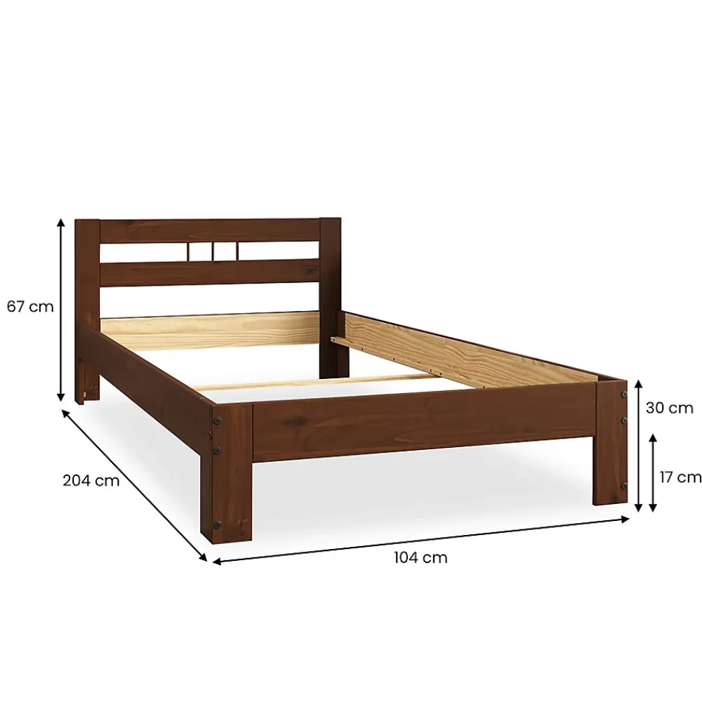 Idimex Lit en bois THEO 100 x 200 cm - Coloris châtaignier* Lit Simple