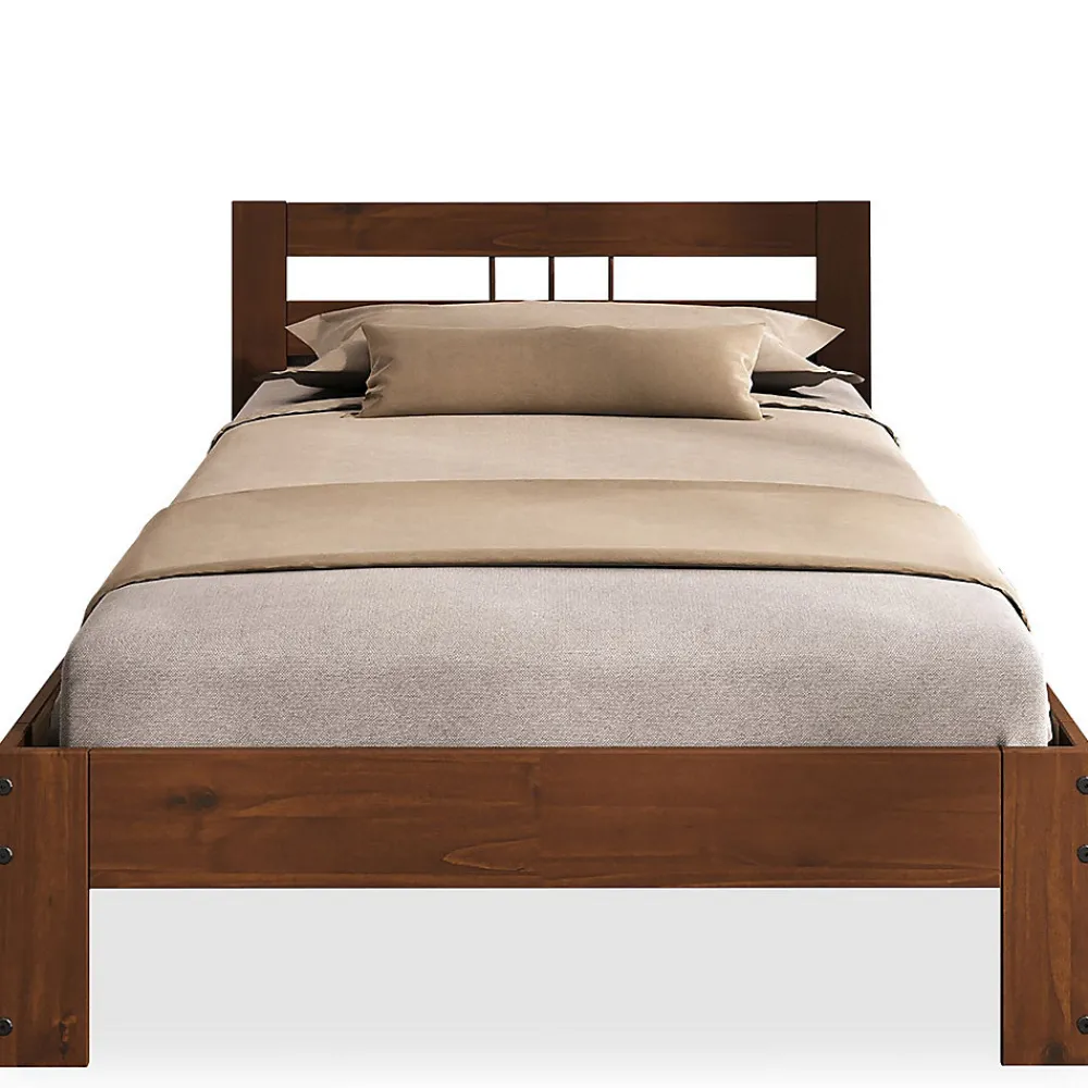 Idimex Lit en bois THEO 100 x 200 cm - Coloris châtaignier* Lit Simple