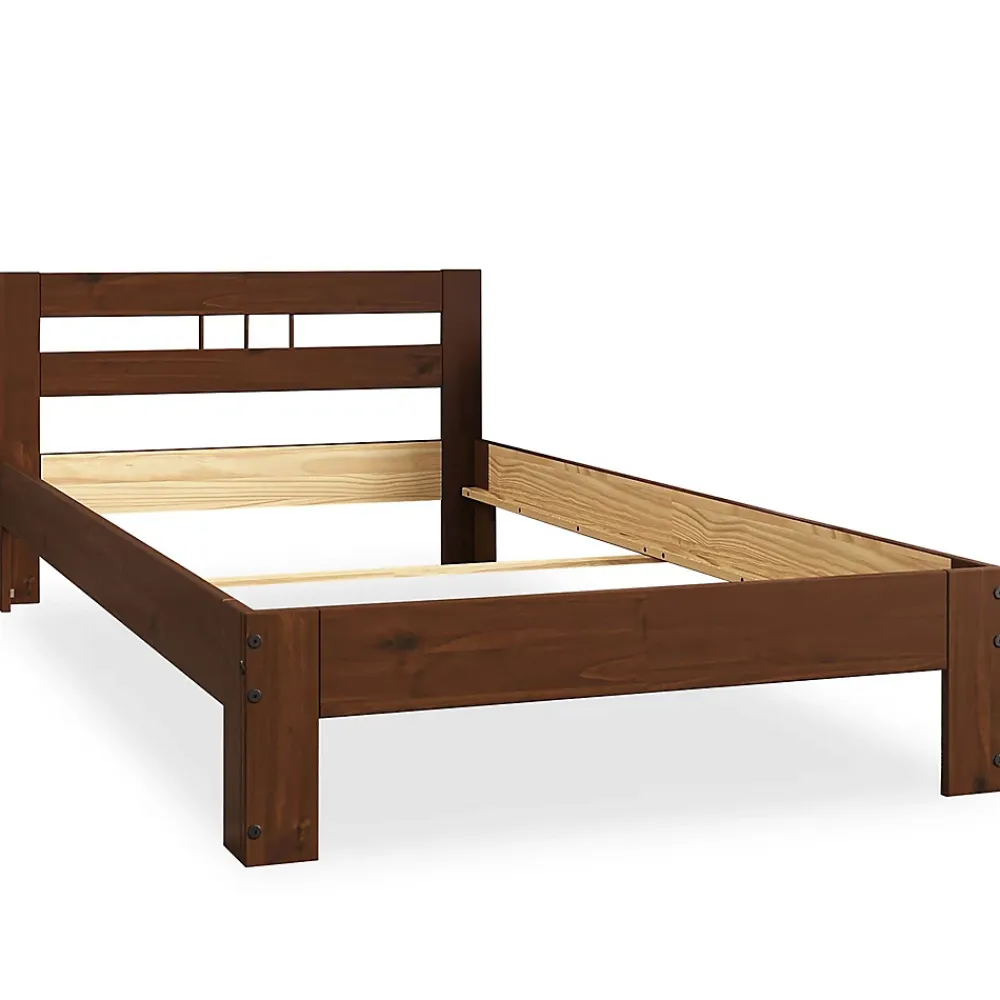 Idimex Lit en bois THEO 100 x 200 cm - Coloris châtaignier* Lit Simple