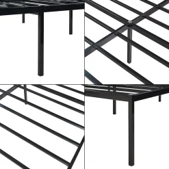 Lit en métal Vaardö acier 180 x 200 cm noir en.casa><noscript><img width=