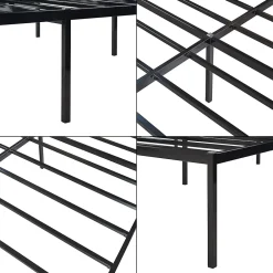 [En.Casa] Lit en métal Vaardö acier 160 x 200 cm noir en.casa* Lit Double