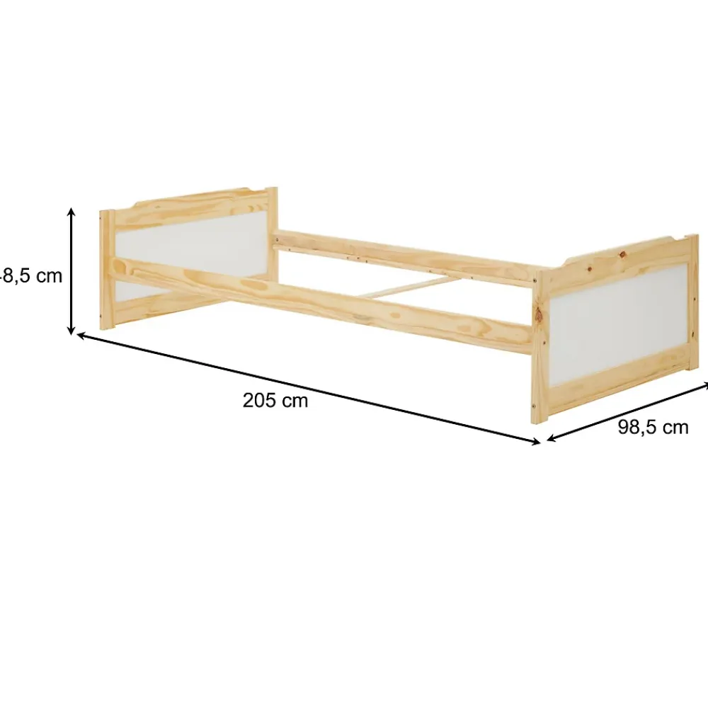 Idimex Lit en pin FRITZ, 90 x 200 cm, coloris naturel et blanc* Lit Simple
