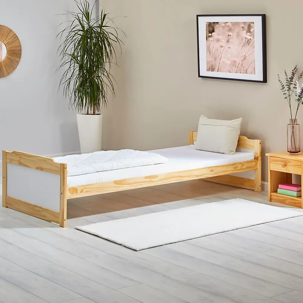 Idimex Lit en pin FRITZ, 90 x 200 cm, coloris naturel et blanc* Lit Simple