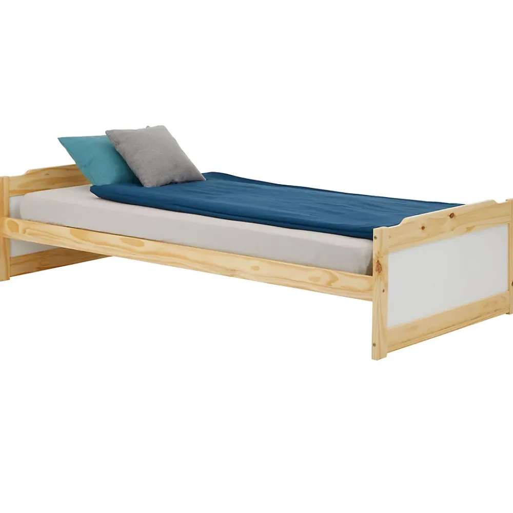 Idimex Lit en pin FRITZ, 90 x 200 cm, coloris naturel et blanc* Lit Simple