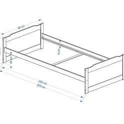 Idimex Lit en pin FRITZ, 90 x 200 cm, lasuré blanc* Lit Simple