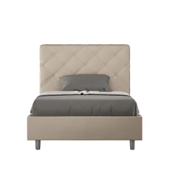 Lit en simili cuir gris tourterelle Priya avec sommier tapissé 120x190>Ityhome