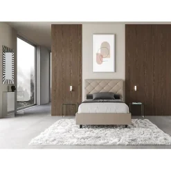 Lit en simili cuir gris tourterelle Priya avec sommier tapissé 120x190><noscript><img width=