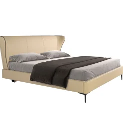 Angel Cerda Lit en similicuir crème moderne avec sommier multi-lits* Lit Simple