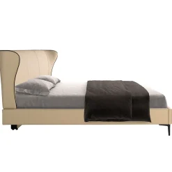 Angel Cerda Lit en similicuir crème moderne avec sommier multi-lits* Lit Simple