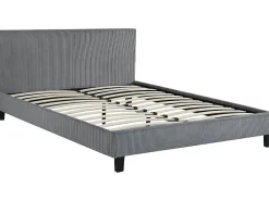 Lit en Velours Cotelé "Ambre" 140 x 190 Gris>Habitat Et Jardin New