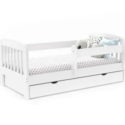 IDMarket Lit enfant 80 x 160 cm LILIA 1 tiroir de rangement avec sommier et barrières* Lit Avec Rangement