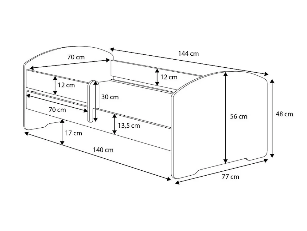 Lit enfant Aksel avec tiroir - sommier et matelas inclus - 140 cm x 70 cm>Htmeubles Online