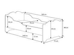 Htmeubles Lit enfant ALMENA avec tiroir matelas et cadre inclus - Fée rose - 140 cm x 70 cm* Ensemble Sommier Et Matelas