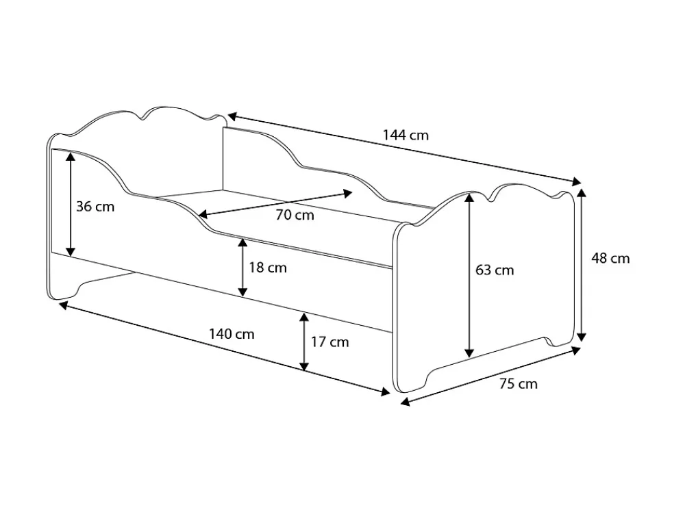 Htmeubles Lit enfant ALMENA avec tiroir matelas et cadre inclus - Fée rose - 140 cm x 70 cm* Ensemble Sommier Et Matelas