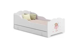 Htmeubles Lit enfant ALMENA avec tiroir matelas et cadre inclus - Fée rose - 140 cm x 70 cm* Ensemble Sommier Et Matelas