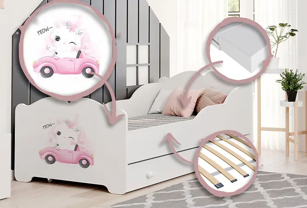 Kobi Lit enfant ANNA avec tiroir 160x80 Cat* Ensemble Sommier Et Matelas