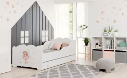 Kobi Lit enfant ANNA avec tiroir 160x80 Fille avec ailes* Ensemble Sommier Et Matelas