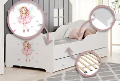 Kobi Lit enfant ANNA avec tiroir 160x80 Fille avec ailes* Ensemble Sommier Et Matelas
