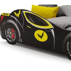 Lit enfant Batcar noir 140x70 avec matelas><noscript><img width=