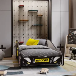 Lit enfant Batcar noir 140x70 avec matelas><noscript><img width=