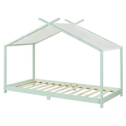Lit enfant Brome bois de pin 90 x 200 cm vert menthe blanc en.casa><noscript><img width=
