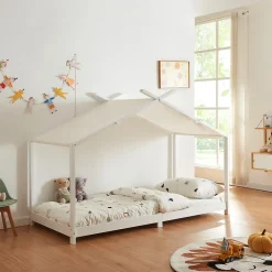 Lit enfant Brome bois de pin 90 x 200 cm blanc en.casa>[En.Casa] Clearance