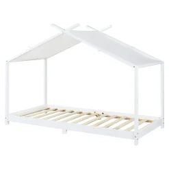 Lit enfant Brome bois de pin 90 x 200 cm blanc en.casa><noscript><img width=