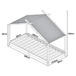 Lit enfant Brome bois de pin 90 x 200 cm blanc en.casa><noscript><img width=