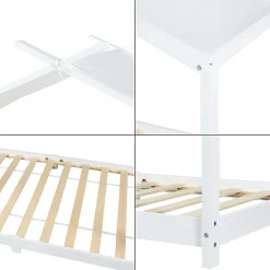 Lit enfant Brome bois de pin 90 x 200 cm blanc en.casa><noscript><img width=
