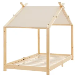 [En.Casa] Lit enfant Brome bois de pin 90 x 200 cm naturel beige en.casa*Enfant Lit Enfant